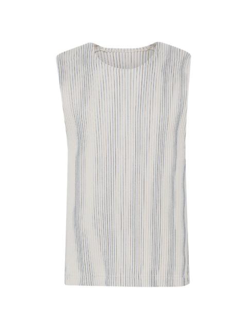 AW23 PLEATED STRIPED VEST - GREY/BLACK/BLUE