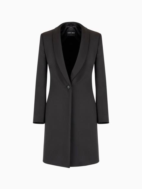 GLITTER SILK SATIN SINGLE-BREASTED LONG JACKET