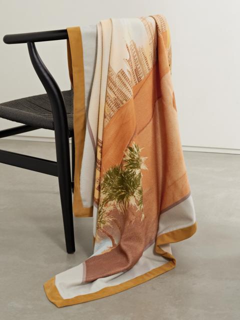 Golden Hour In Dubai Suede-trimmed Printed Cashmere Throw