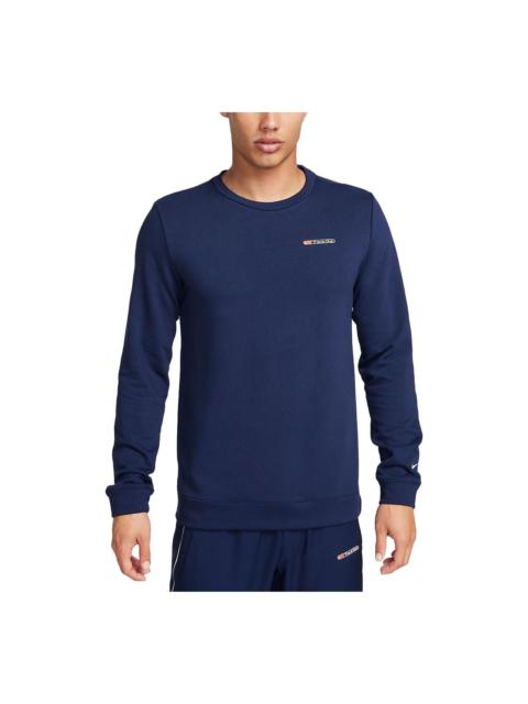 NIKE DRI-FIT TRACK CLUB Fleece Long-Sleeve Crew Neck Running Sweatshirt 'MIDNIGHT NAVY' FB5510-410