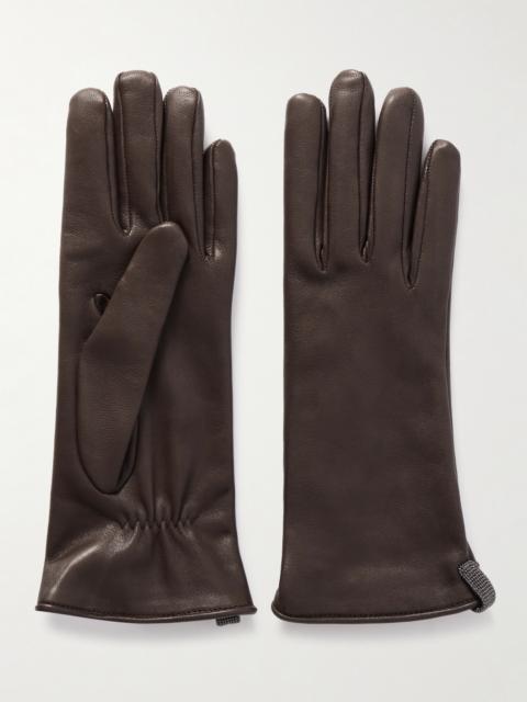 Bead-embellished Leather Gloves