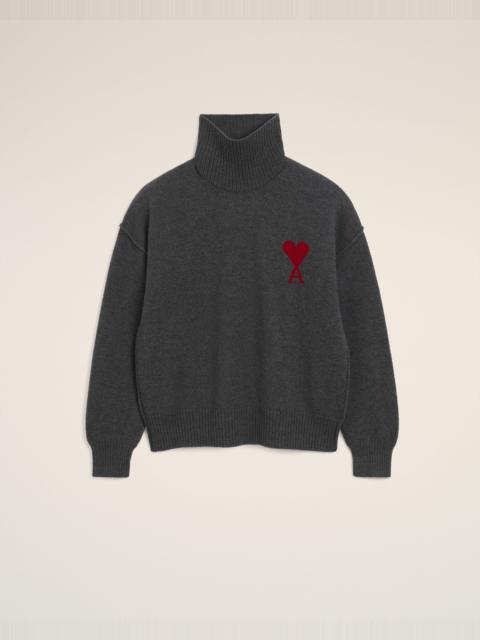 GREY WOOL AMI DE COEUR FUNNEL NECK SWEATER