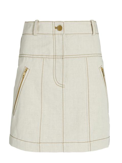 Linen Denim Mini Skirt