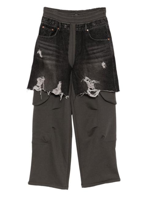 denim-inset trousers