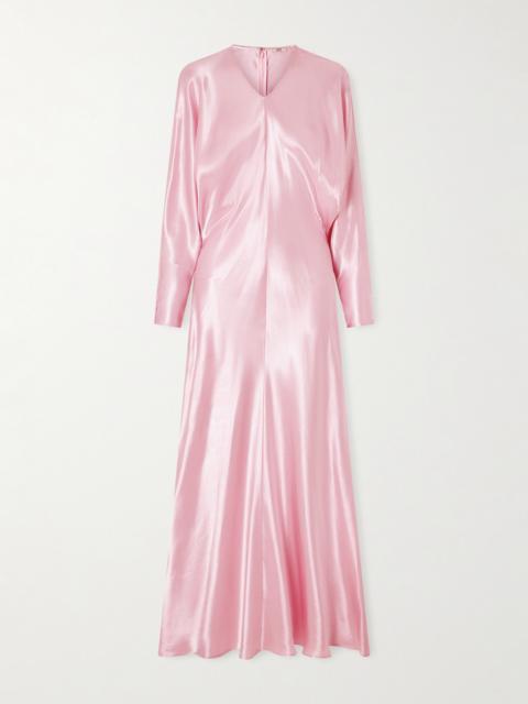 Naomie Draped Hammered-satin Maxi Dress