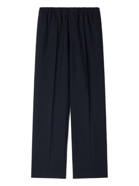 elasticated-waist wide-leg trousers