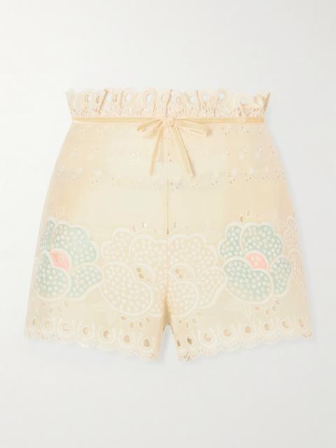 Bow-detailed Broderie Anglaise Cotton Shorts
