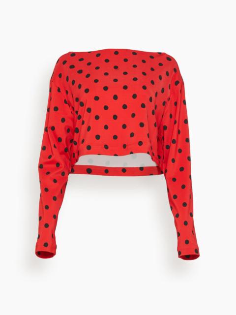 Small Dot Technical Jersey Boatneck Top in Lacquer