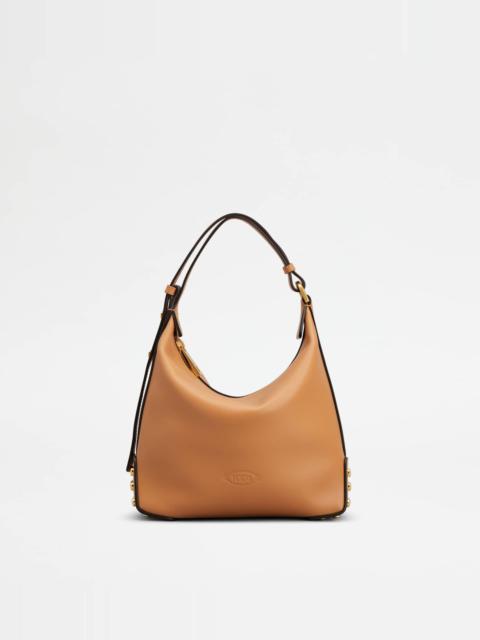 METAL DOTS MINI BAG IN LEATHER - BROWN