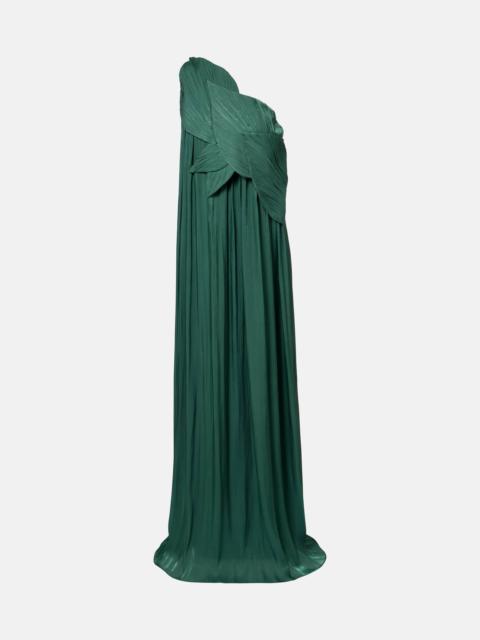 Amabel one-shoulder pleated gown