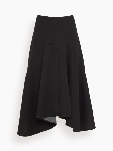 Asymmetric Hem Scuba Skirt in Black