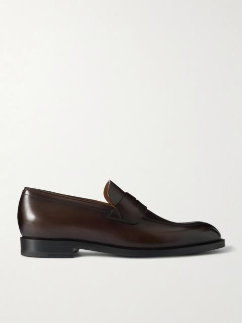 New Classic Flex Glossed-Leather Penny Loafers Dark brown