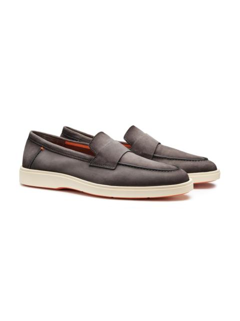 Men's grey suede penny loafer
