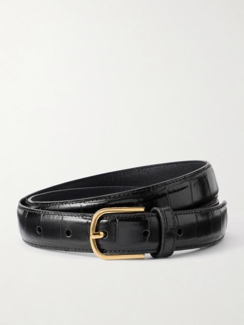 Croc-effect Leather Belt