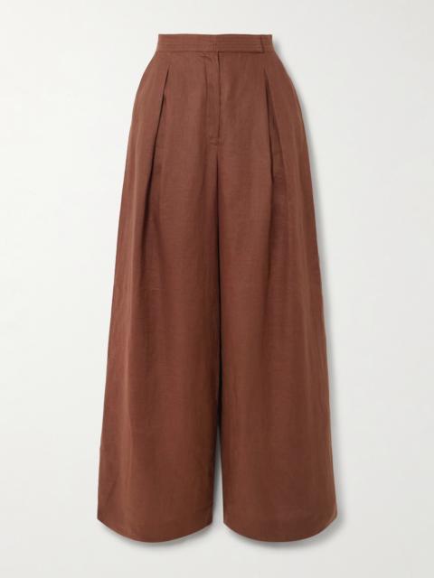 Desperate Pleated Linen Wide-leg Pants