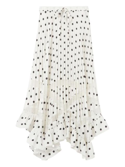 polka-dot lace band midi skirt