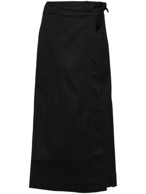 wrap-around A-line midi skirt