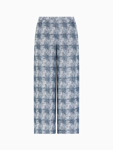 CHECK LINEN GAUZE TROUSERS