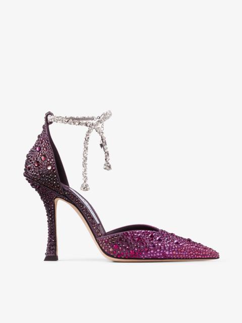 Stevie 100
Winter Bloom and Violet Orchid Mix Satin Pumps with Degrade Crystal