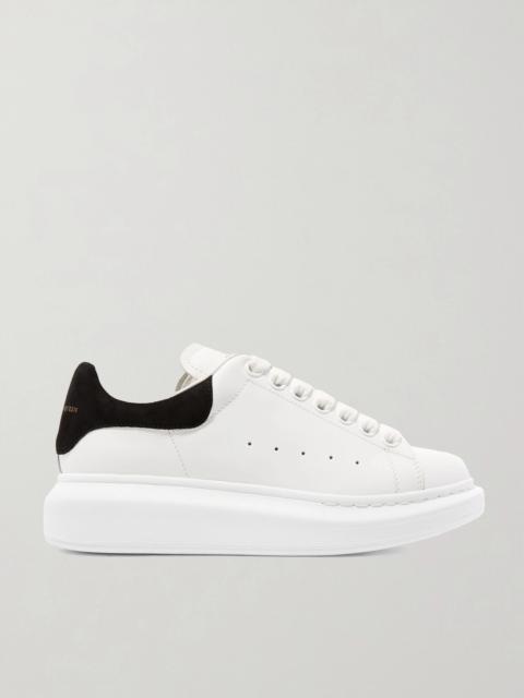 Suede-trimmed Leather Exaggerated-sole Sneakers