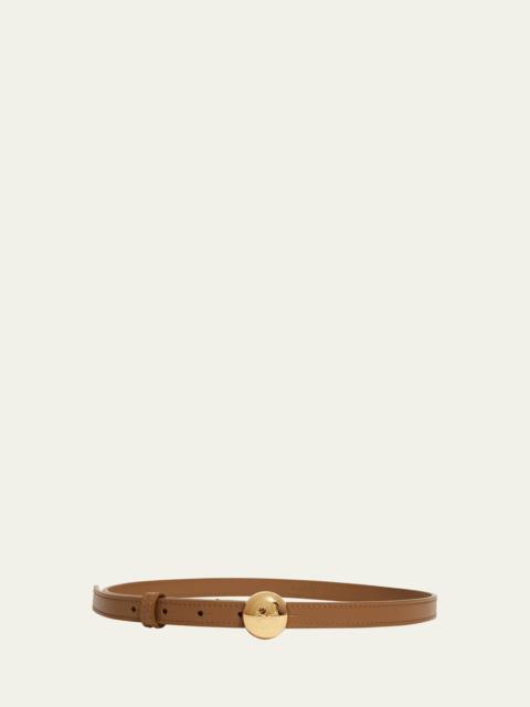 Smooth Leather Skinny Belt