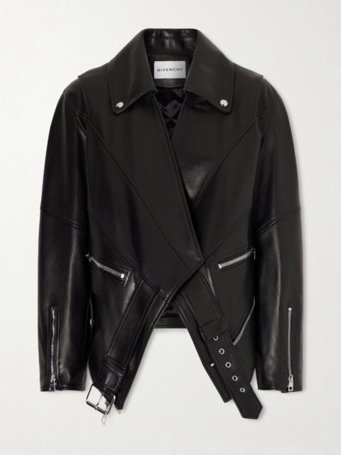 Asymmetric Paneled Leather Jacket
