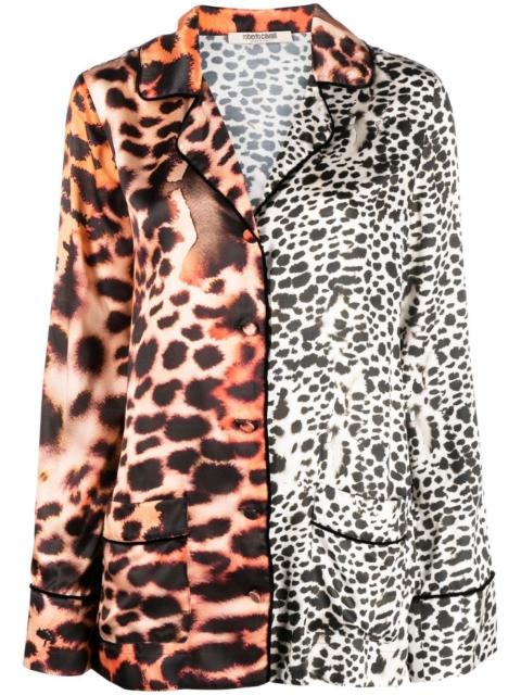 animal-print silk-blend shirt jacket