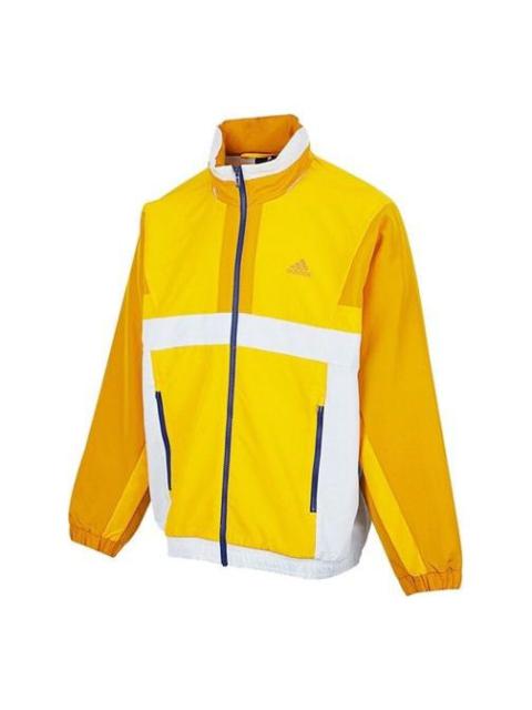 adidas Training Series Zipper Stand Collar Hooded Long Sleeves Logo Jacket Yellow H39327