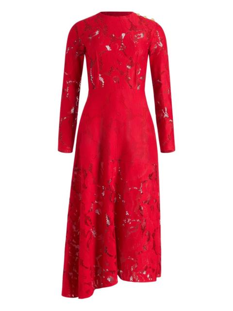 floral-lace asymmetric dress