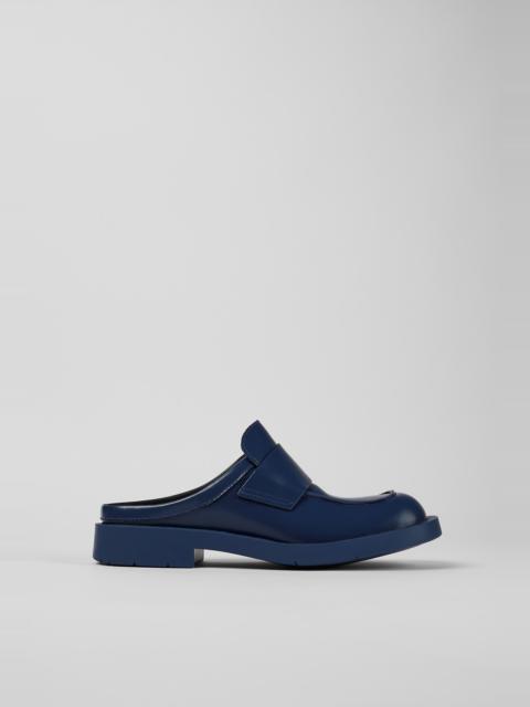 Blue leather loafer slide