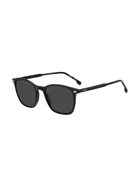 BLACK-ACETATE SUNGLASSES WITH TEMPLE LOGO