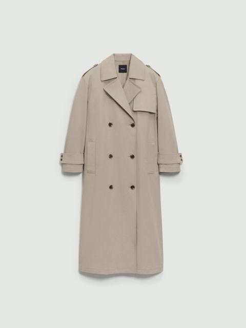 Oversized Double-Breasted Trench Coat in Cotton Gabardine