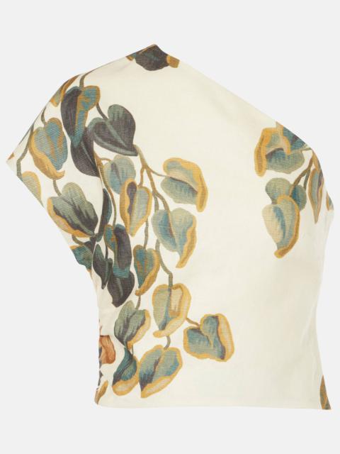 Belletto Asymmetric linen crop top