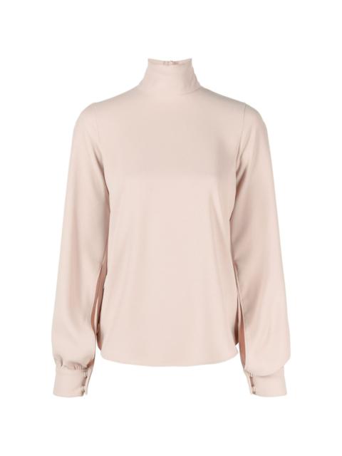 puff-sleeves crepe blouse