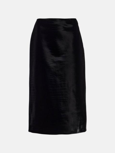 Croc-effect leather pencil skirt