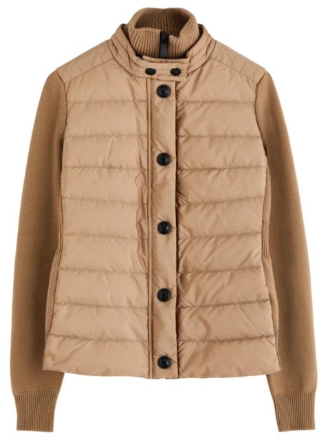 Moncler Logo Quilted Shell and Wool-blend Cardigan