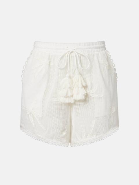 Embroidered cotton shorts