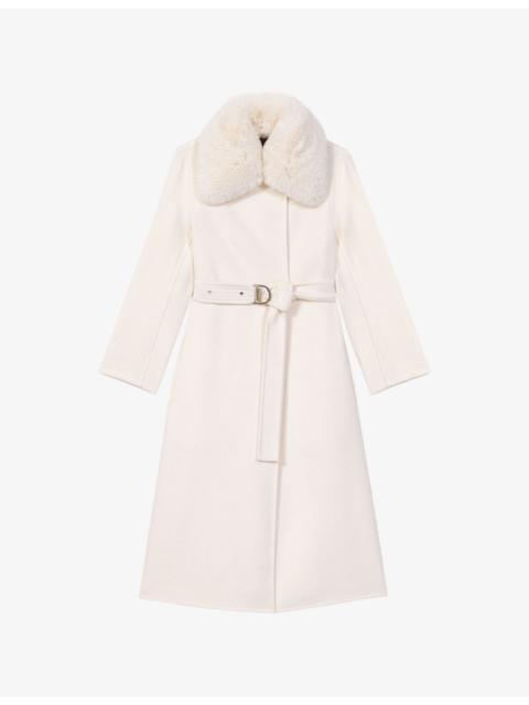 Removable-Collar Wool-Blend Coat