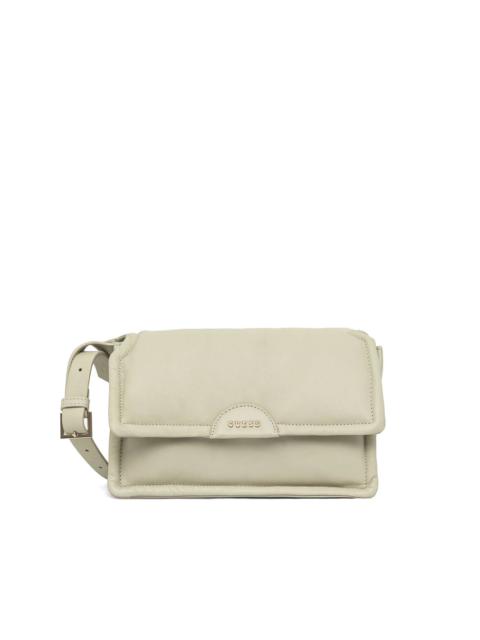 padded flap-closure satchel bag