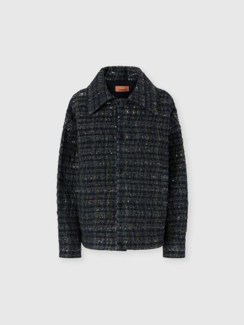 Overshirt with wave check pattern