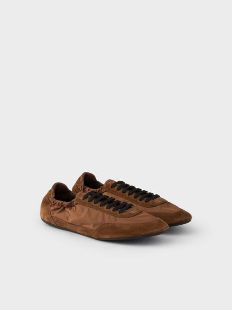 Collapse Re-Nylon and suede elasticized sneakers