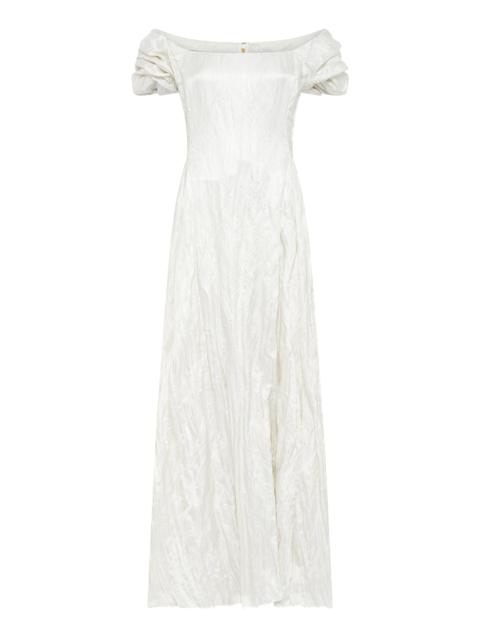 Juniper Maxi Dress in Ivory Metallic Crinkled Silk