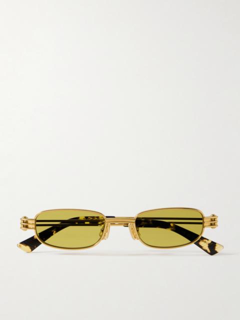 Rectangle-frame Gold-tone Sunglasses