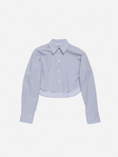Shirt jacquard pinstripe - Sky blue/coffee brown