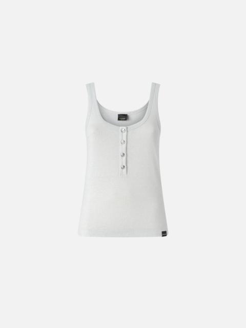 METALLIC KNIT TANK TOP WITH BUTTONS