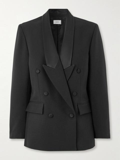 Double-breasted Satin-trimmed Twill Blazer