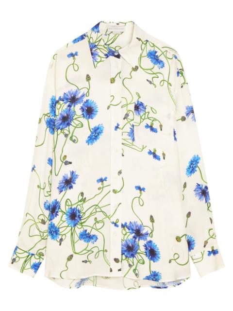 Stella Mccartney Floral Print Textured Satin Shirt