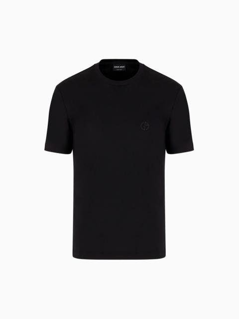 Cotton-interlock T-shirt with embroidered logo
