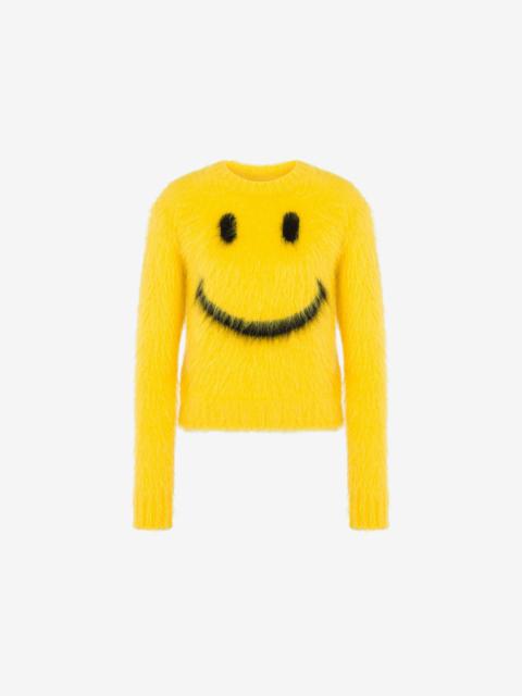 Moschino Kids Wool Smiley Face Jumper in Yellow