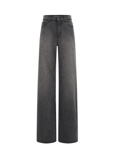 Moon Laser Grey Wash Denim High-Waist Flare Jeans